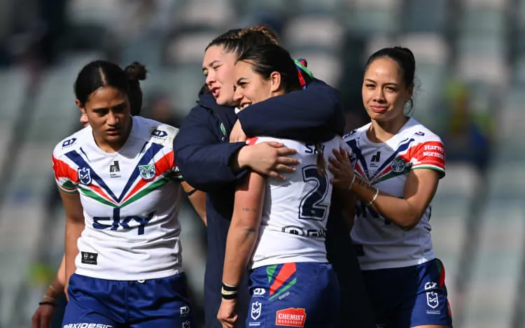 Stacey Waaka of the Warriors reacts after loosing the NRLW Round 2 match between the Raiders and the Warriors at GIO Stadium in Canberra, Sunday, July 12, 2026. (AAP Image/Lukas Coch/Photosport) NO ARCHIVING, EDITORIAL USE ONLY
