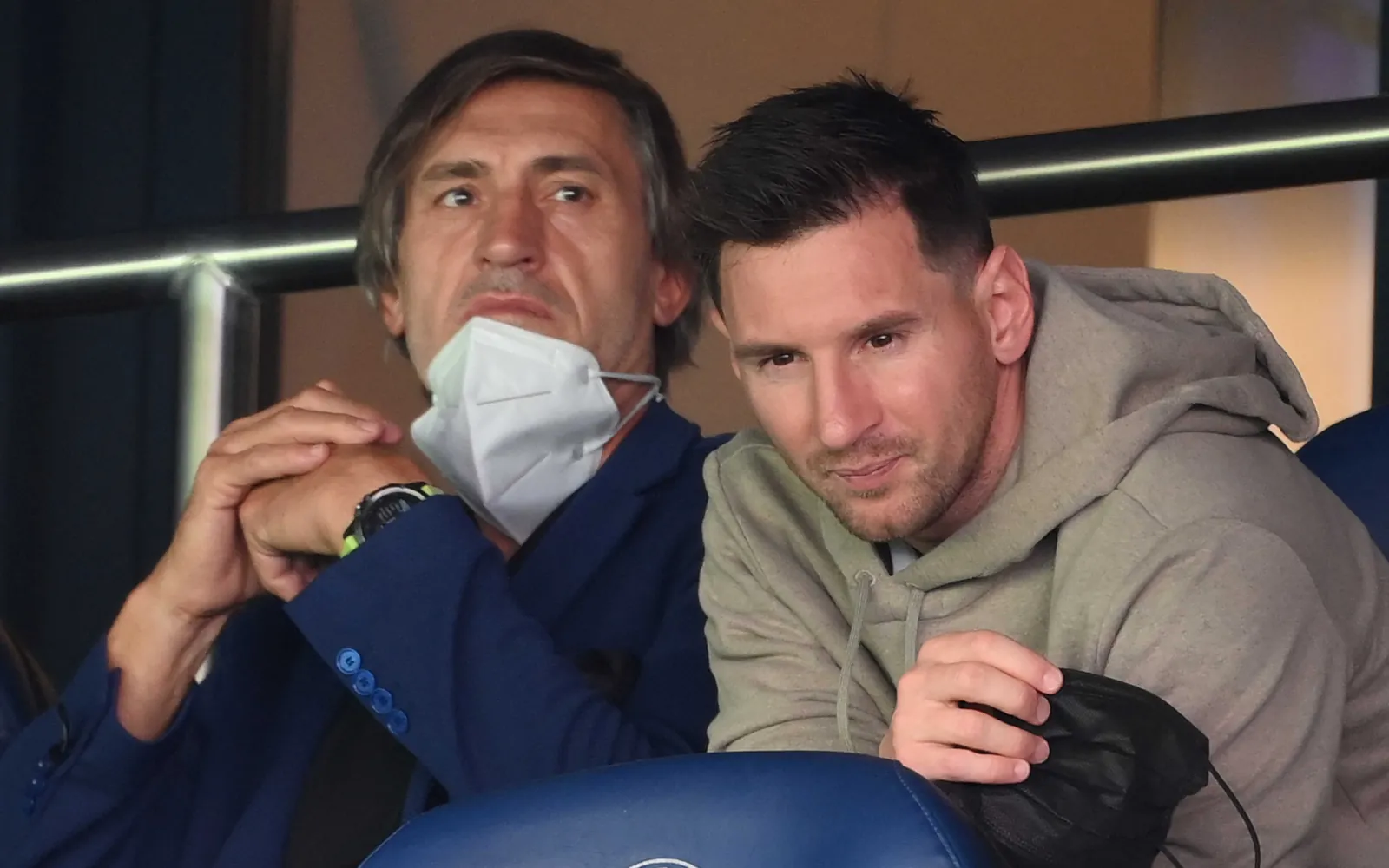 Argentinian forward Lionel Messi and his father, 2021.